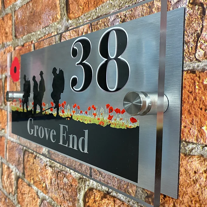 'Brothers Poppy Field' soldier scene house sign