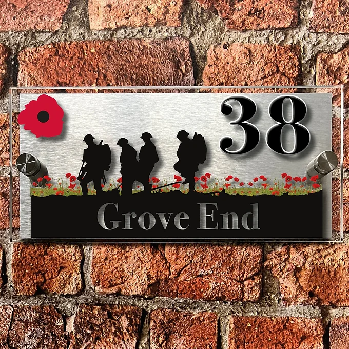 'Brothers Poppy Field' soldier scene house sign
