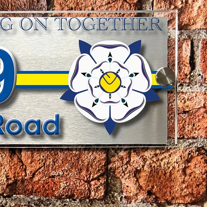 Leeds Yorkshire Rose United house sign plaque