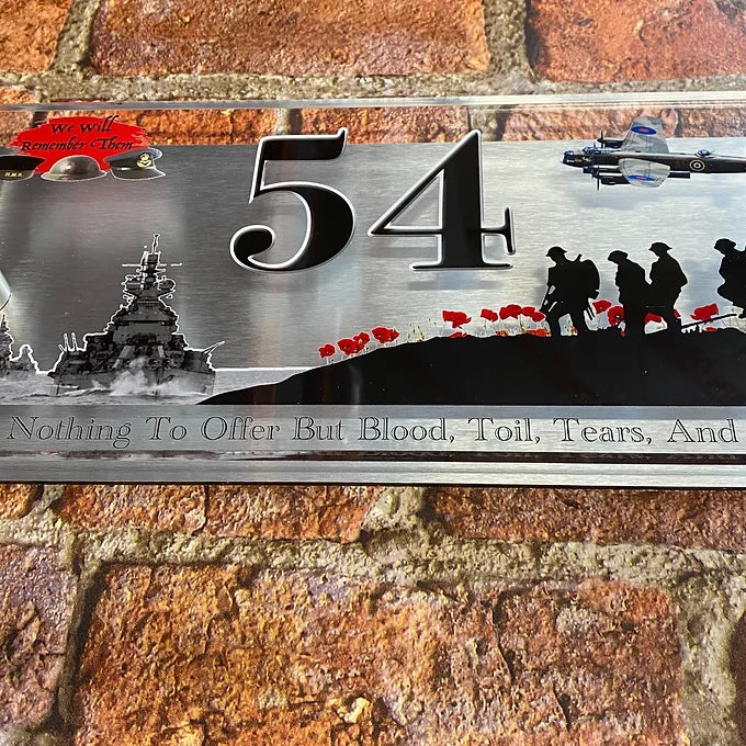 'Land Sea & Air' house sign