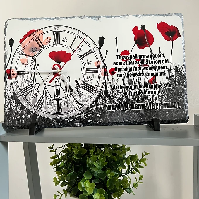 Poppy Field Slate Clock