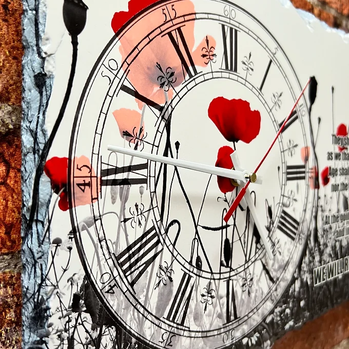 Poppy Field Slate Clock