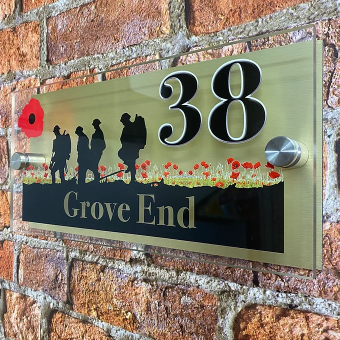 'Brothers Poppy Field' soldier scene house sign