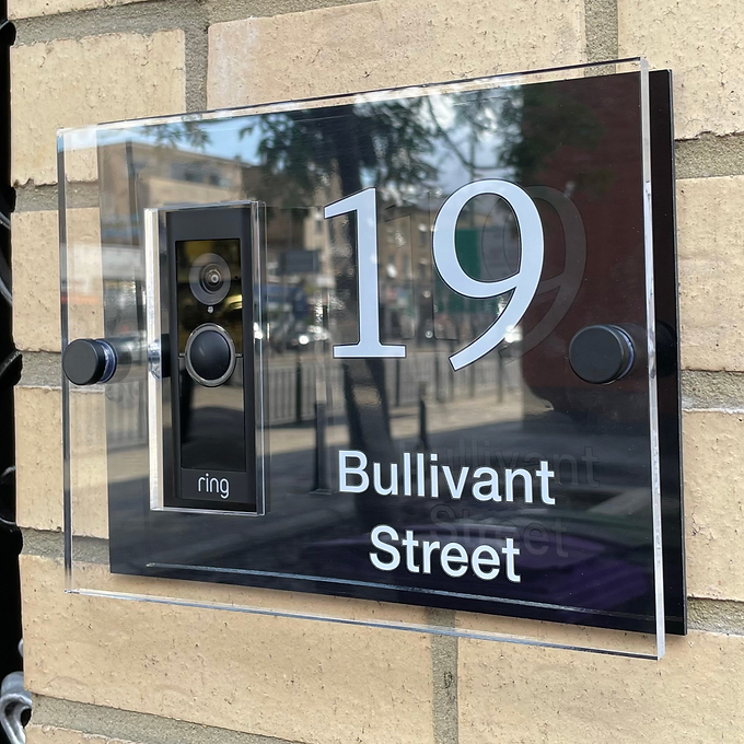 Ring 2 PRO Hard Wired Doorbell house number sign