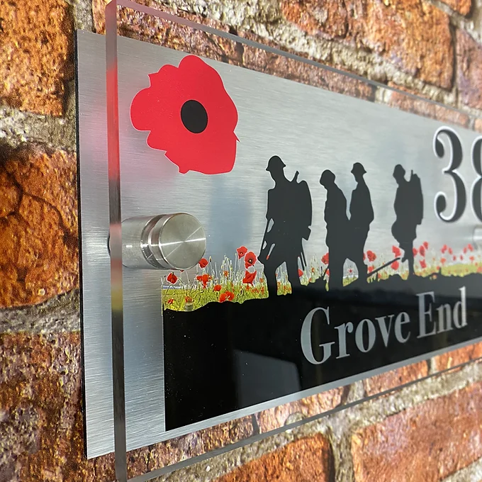 'Brothers Poppy Field' soldier scene house sign