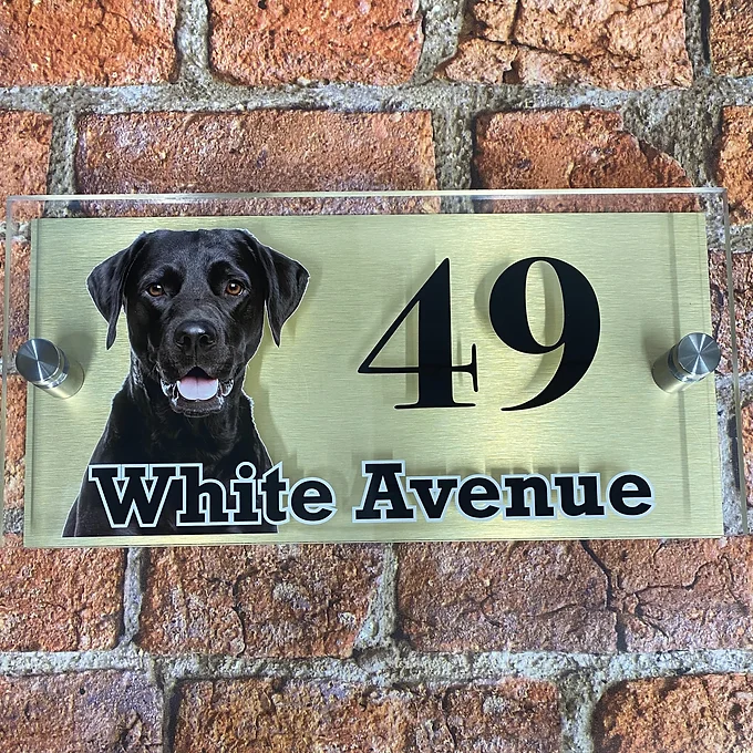 'Black Labrador' house sign number