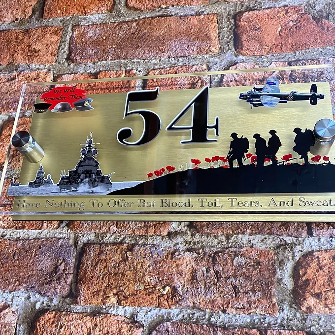 'Land Sea & Air' house sign