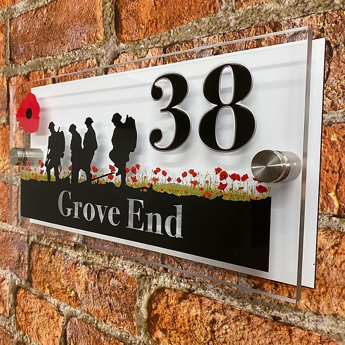 'Brothers Poppy Field' soldier scene house sign