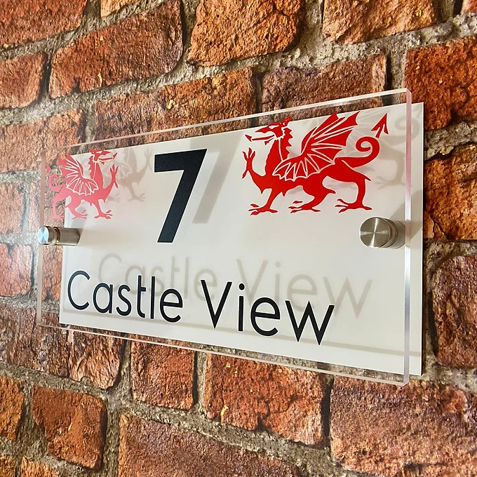 The Welsh Dragon and Flag House sign