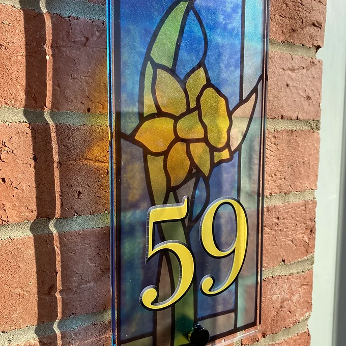 Daffodil Stained Glass Style house sign