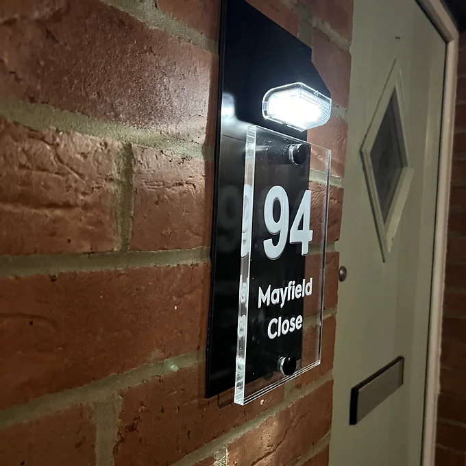 Solar light black house sign