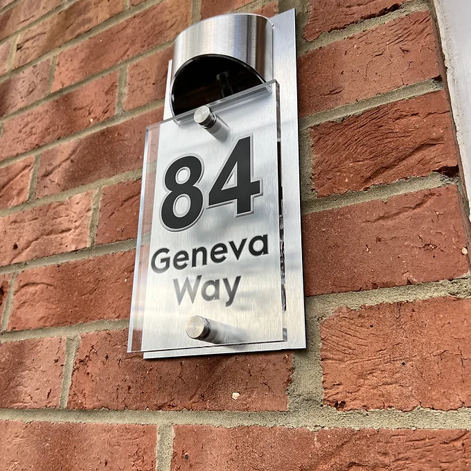 Solar light silver house sign