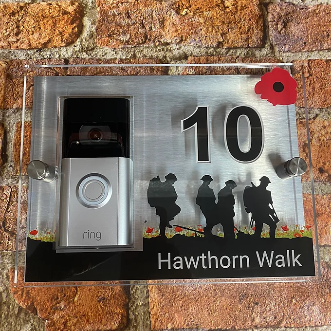Brothers poppy field Ring Doorbell house number sign