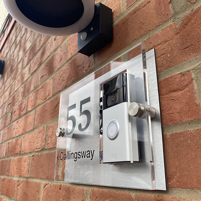 Ring Doorbell house number sign Silver