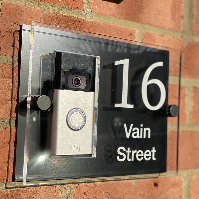 Ring Doorbell house number sign BLACK