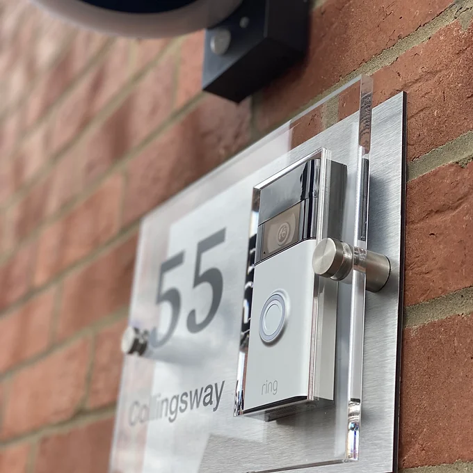 Ring Doorbell house number sign Silver