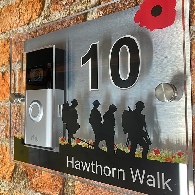 Brothers poppy field Ring Doorbell house number sign