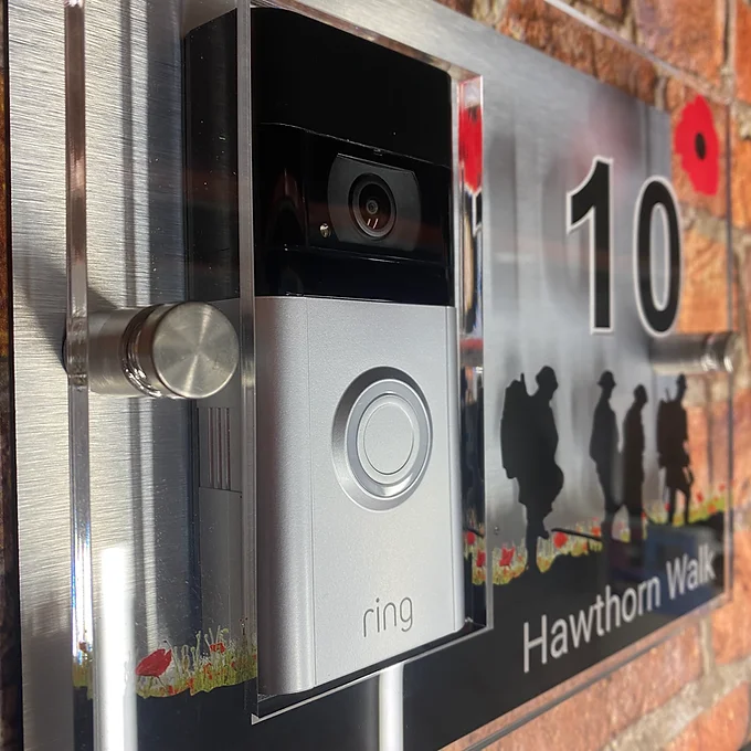 Brothers poppy field Ring Doorbell house number sign