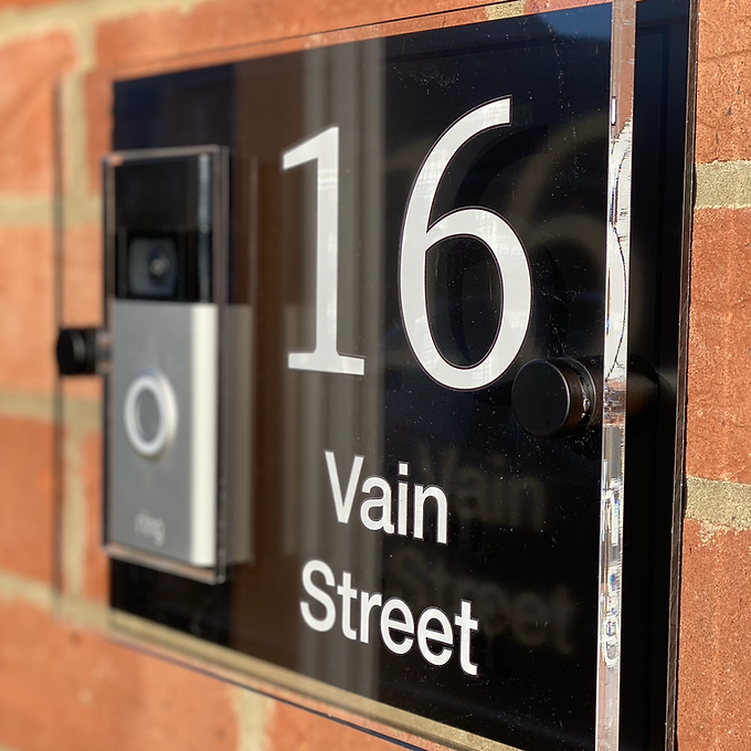 Ring Doorbell house number sign BLACK
