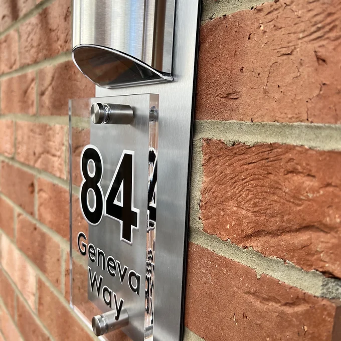 Solar light silver house sign