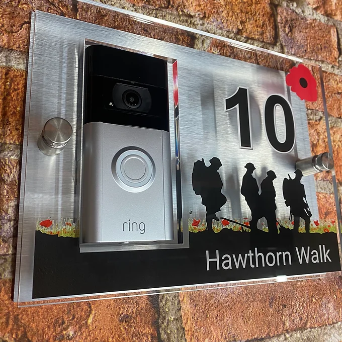 Brothers poppy field Ring Doorbell house number sign