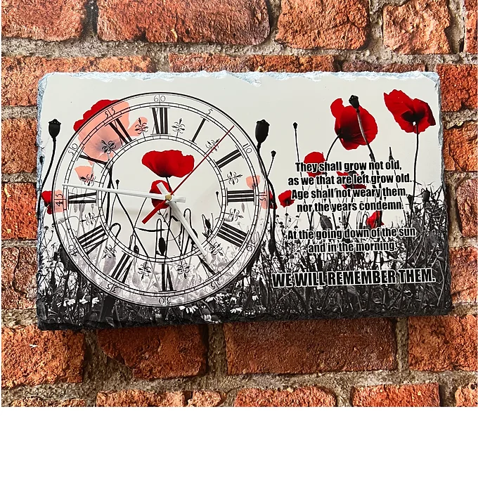 Poppy Field Slate Clock