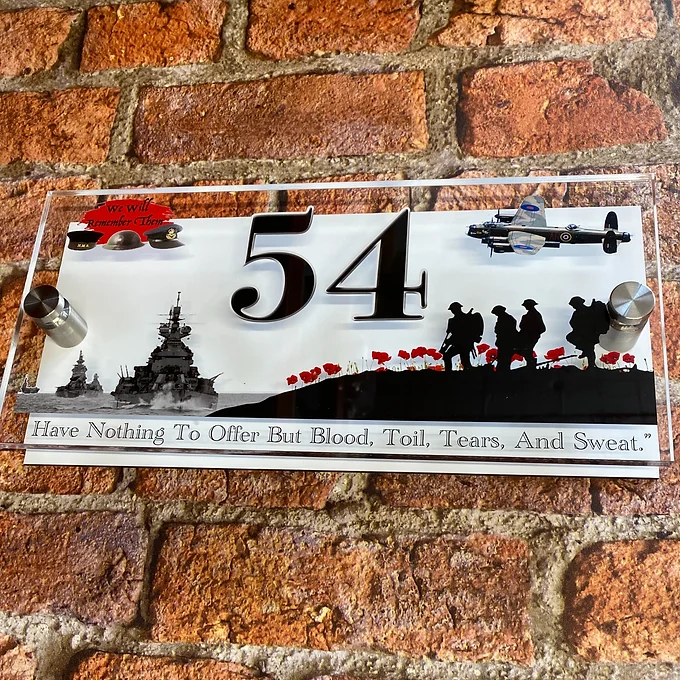'Land Sea & Air' house sign